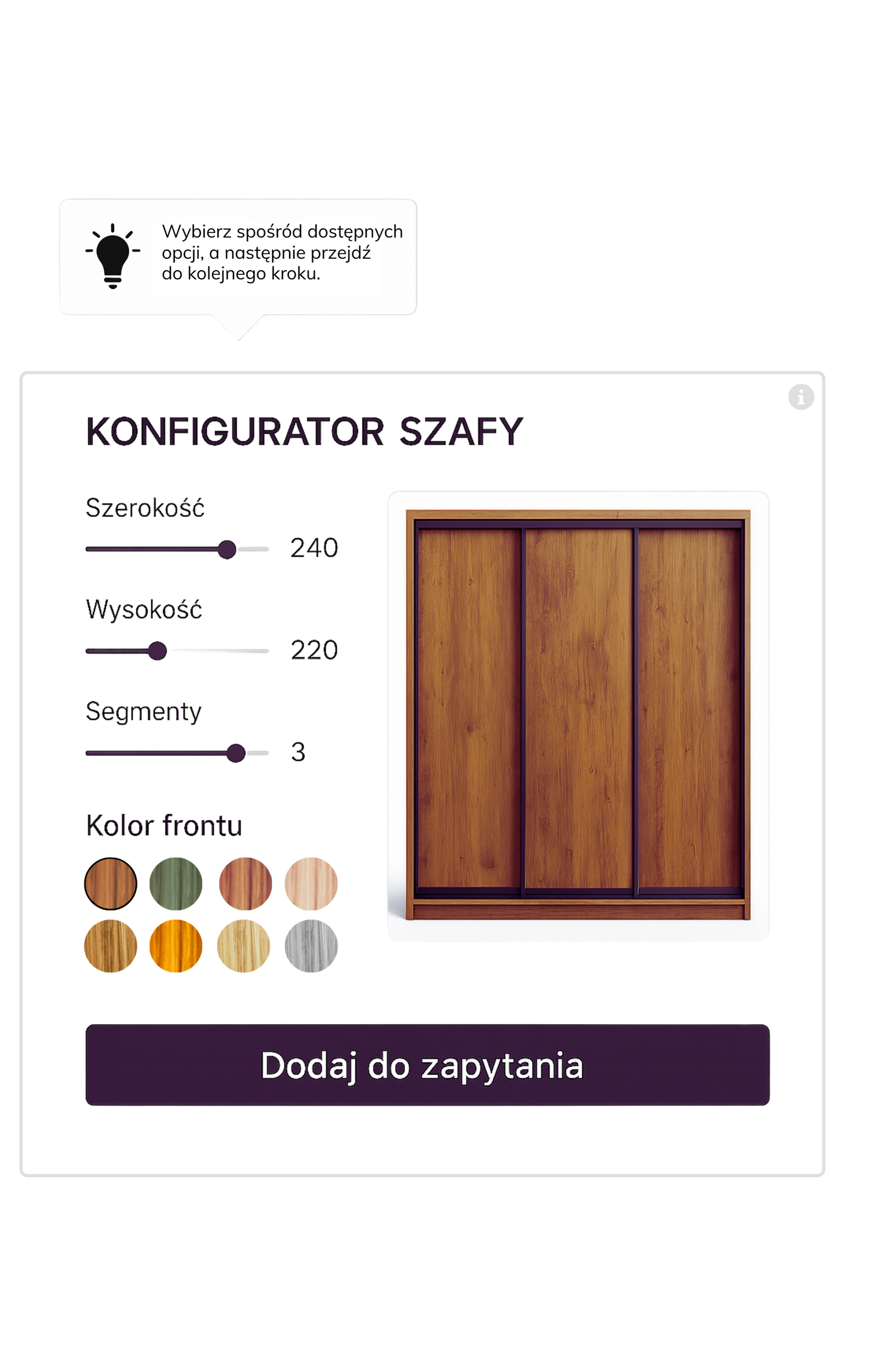 Konfigurator produktów meblowych