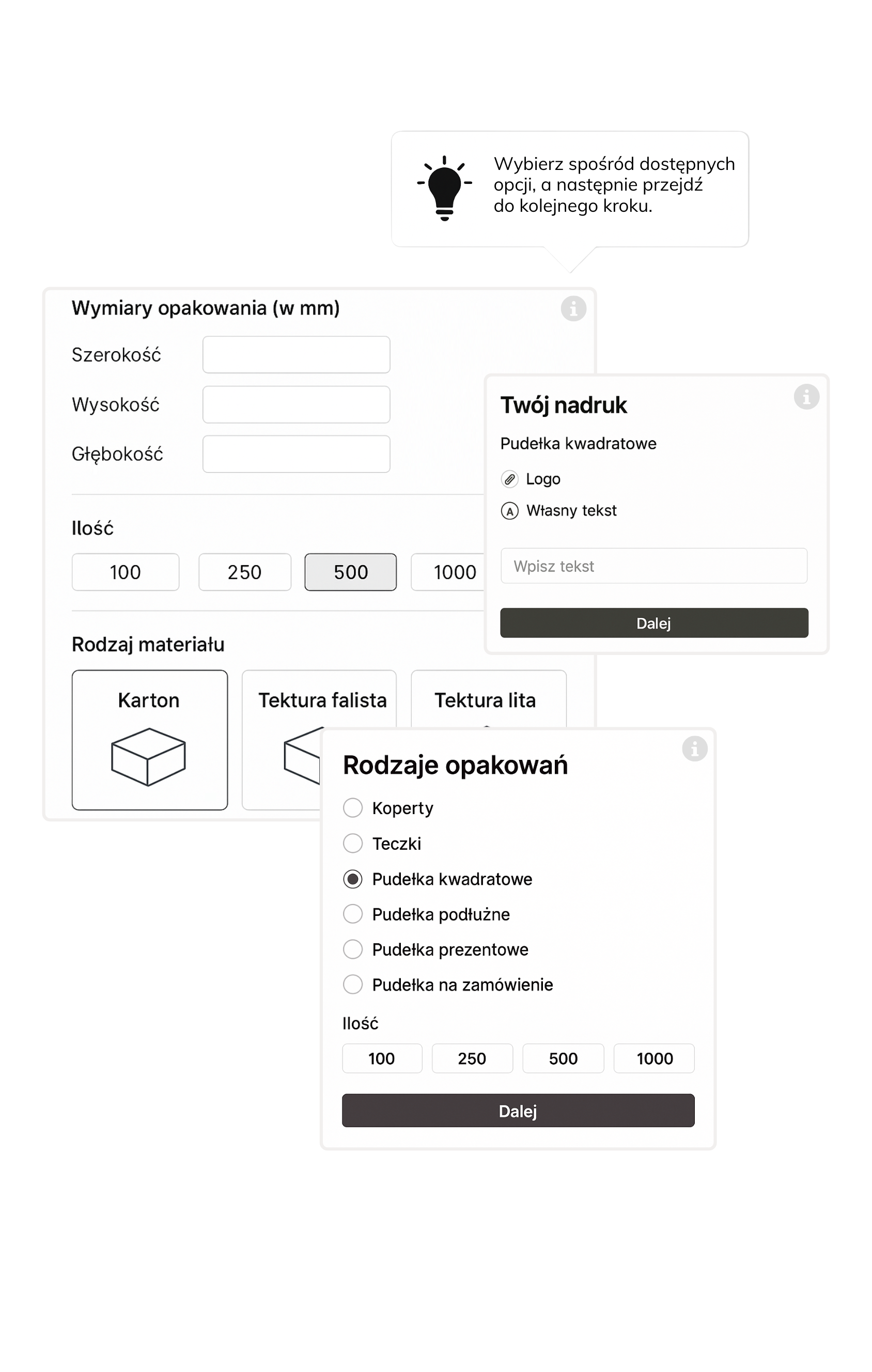 Konfigurator produktu w branży opakowań od icompose.it.